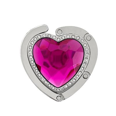 Wrapables Heart Shaped Purse Hook Hanger with Rhinestones, Pink Image 1