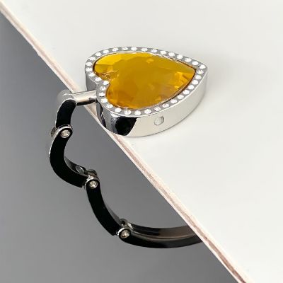 Wrapables Heart Shaped Purse Hook Hanger with Rhinestones, Yellow Image 2