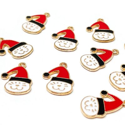 Wrapables Holiday Jewelry Making Pendant Charms (Set of 10), Santa Cats Image 1