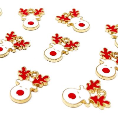 Wrapables Holiday Jewelry Making Pendant Charms (Set of 10), White Reindeers Image 1