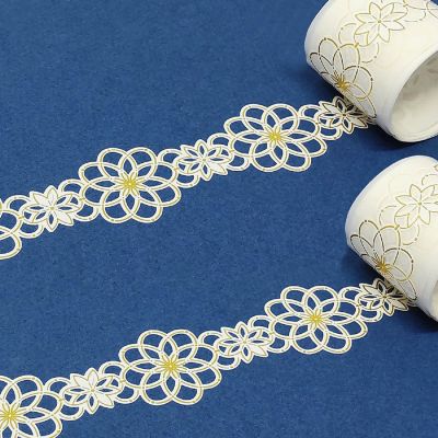 Wrapables Hollow Lace Pattern Washi Masking Tape 2M Length Total (Set of 2), Gold Princess Image 3