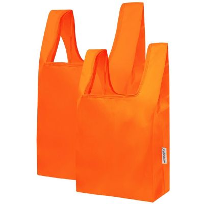Wrapables JoliBag Collection Reusable Shopping Bag (Set 2), Orange Image 1
