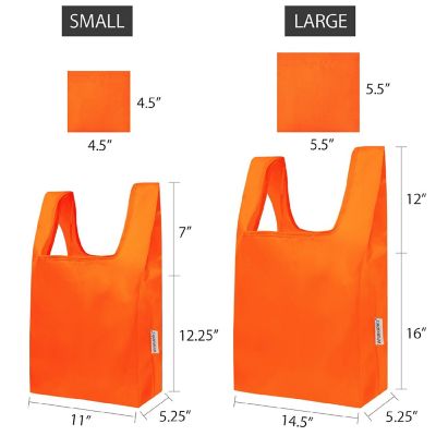 Wrapables JoliBag Collection Reusable Shopping Bag (Set 2), Orange Image 1