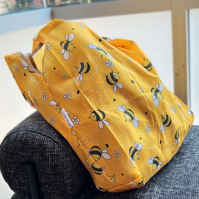 Wrapables JoliBag Nylon Reusable Grocery Bag, 2 Pack, Bumblebee Image 3