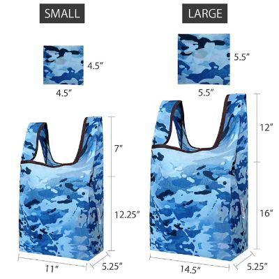 Wrapables JoliBag Nylon Reusable Grocery Bag, 2 Pack, Camouflage Blue Image 1