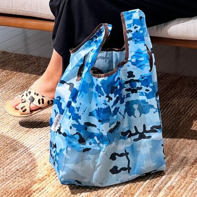 Wrapables JoliBag Nylon Reusable Grocery Bag, 2 Pack, Camouflage Blue Image 2