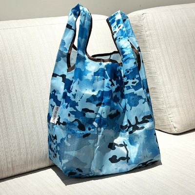 Wrapables JoliBag Nylon Reusable Grocery Bag, 2 Pack, Camouflage Blue Image 3