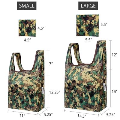 Wrapables JoliBag Nylon Reusable Grocery Bag, 2 Pack, Camouflage Green Image 1