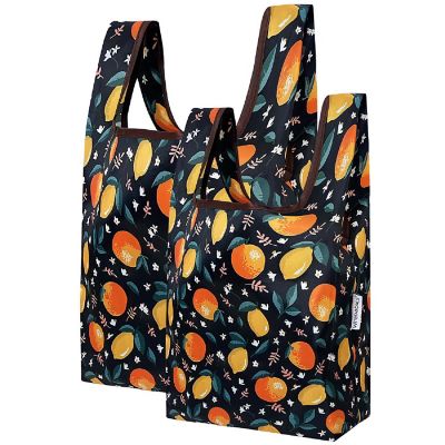 Wrapables JoliBag Nylon Reusable Grocery Bag, 2 Pack, Citrus Image 1