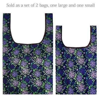Wrapables JoliBag Nylon Reusable Grocery Bag, 2 Pack, Purple Bloom Image 2