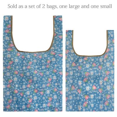 Wrapables JoliBag Nylon Reusable Grocery Bag, 2 Pack, Tulips & Daisies Image 2