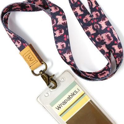 Wrapables Lanyard Keychain and ID Badge Holder, Gray Pug Image 2