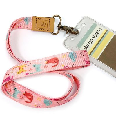 Wrapables Lanyard Keychain and ID Badge Holder, Pink Kitty Image 2