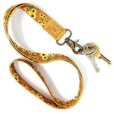 Wrapables Lanyard Keychain and ID Badge Holder, Sunflowers Tan Image 3