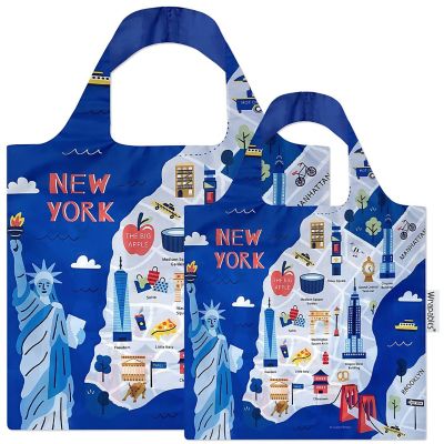 Wrapables Large & Small Allybag Foldable & Lightweight Reusable Grocery Bags (Set of 2), New York Image 1