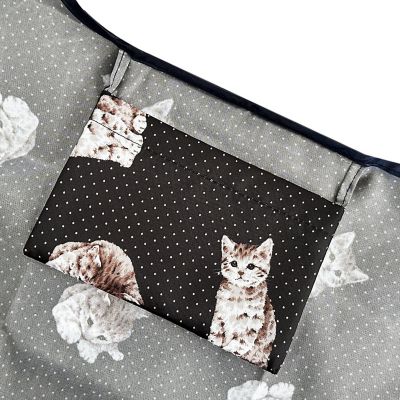 Wrapables Large & Small Foldable Tote Nylon Reusable Grocery Bags, Set of 2, Cute Kitty Image 3