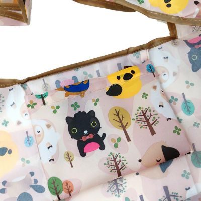 Wrapables Large & Small Foldable Tote Nylon Reusable Grocery Bags, Set of 2, Cuttie Animals Image 3