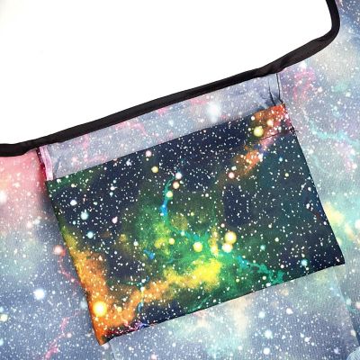 Wrapables Large & Small Foldable Tote Nylon Reusable Grocery Bags, Set of 2, Galaxy Image 3
