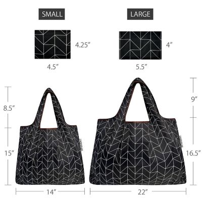 Wrapables Large & Small Foldable Tote Nylon Reusable Grocery Bags, Set of 2, Geometric Image 1
