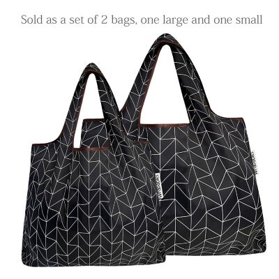 Wrapables Large & Small Foldable Tote Nylon Reusable Grocery Bags, Set of 2, Geometric Image 2