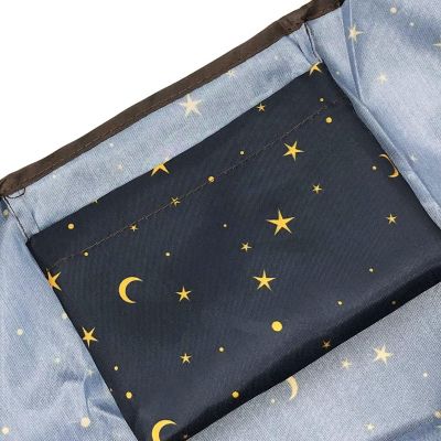 Wrapables Large & Small Foldable Tote Nylon Reusable Grocery Bags, Set of 2, Moon & Stars Image 3