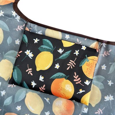 Wrapables Large & Small Foldable Tote Nylon Reusable Grocery Bags, Set of 2, Oranges & Lemons Image 3