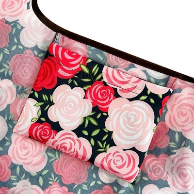 Wrapables Large & Small Foldable Tote Nylon Reusable Grocery Bags, Set of 2, Pink Roses Image 3