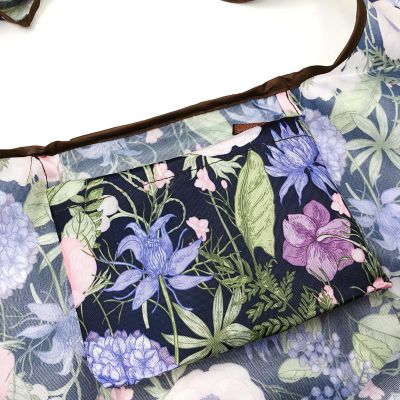 Wrapables Large & Small Foldable Tote Nylon Reusable Grocery Bags, Set of 4, Lavender & Tropical Flowers Image 2