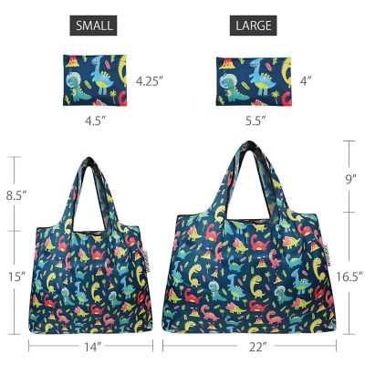Wrapables Large & Small Foldable Tote Nylon Reusable Grocery Bags, Set of 4, Love Animals Flamingo Image 1