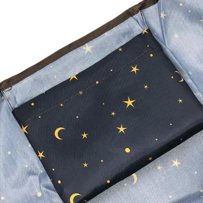 Wrapables Large & Small Foldable Tote Nylon Reusable Grocery Bags, Set of 4, Moon, Stars & Owls Image 2