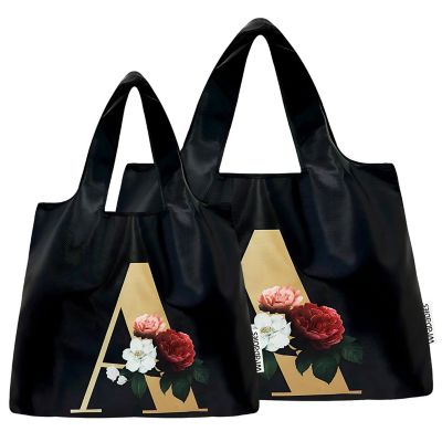 Wrapables Large &amp; Small Monogram Nylon Reusable Bags, Set 2, Letter A Image 1