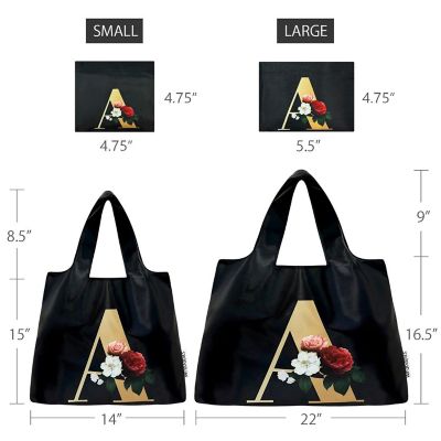 Wrapables Large &amp; Small Monogram Nylon Reusable Bags, Set 2, Letter A Image 1