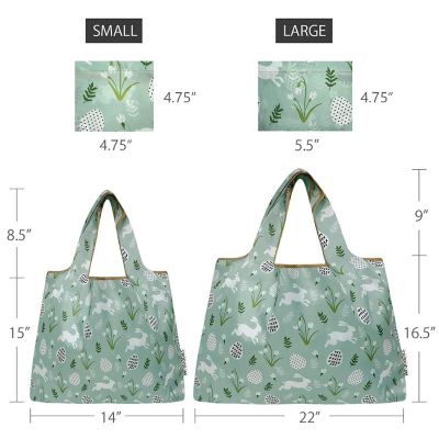 Wrapables Large &amp; Small Nylon Reusable Grocery Bags, Set 2, Easter Bunny Image 1