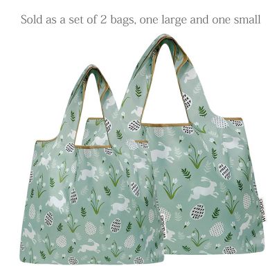 Wrapables Large &amp; Small Nylon Reusable Grocery Bags, Set 2, Easter Bunny Image 2