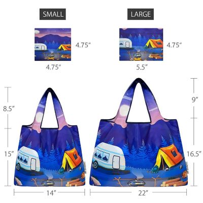 Wrapables Large & Small Nylon Reusable Grocery Bags, Set 2, Outdoors Image 1