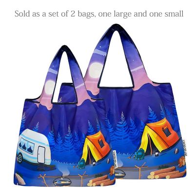 Wrapables Large & Small Nylon Reusable Grocery Bags, Set 2, Outdoors Image 2