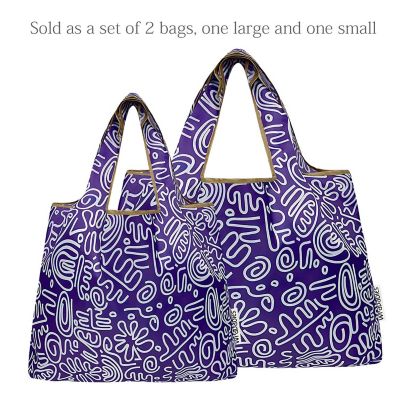 Wrapables Large &amp; Small Nylon Reusable Grocery Bags, Set 2, Swiggle Image 2