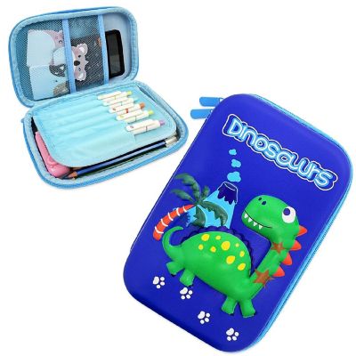 Wrapables Large Capacity EVA Hard Shell 3D Pencil Case, Dinosaurs Image 1