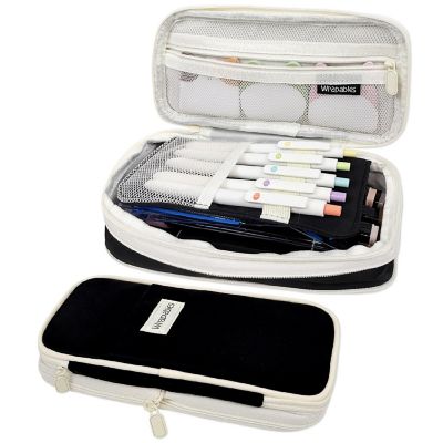 Wrapables Large Capacity Expandable Pencil Pouch, Black Image 1