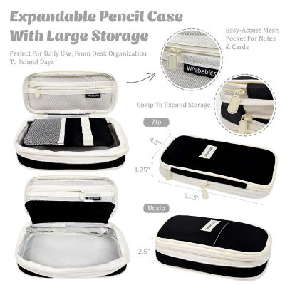 Wrapables Large Capacity Expandable Pencil Pouch, Black Image 1