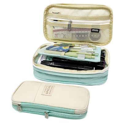 Wrapables Large Capacity Pencil Case, Expandable Pencil Pouch for Stationery Tools, Aqua Image 1