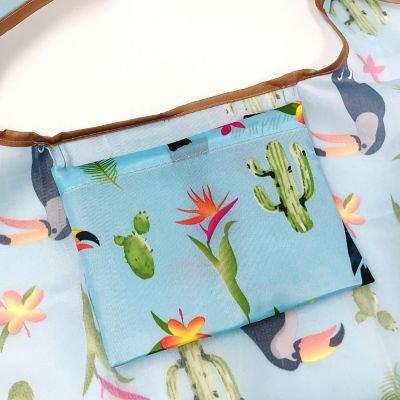 Wrapables Large Foldable Tote Nylon Reusable Grocery Bag, 3 Pack, Aloha Image 1