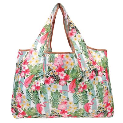 Wrapables Large Foldable Tote Nylon Reusable Grocery Bag, 3 Pack, Aloha Image 3