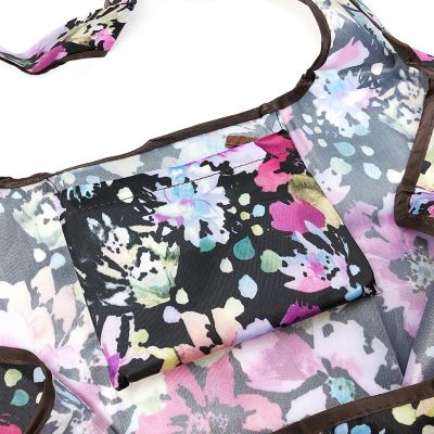 Wrapables Large Foldable Tote Nylon Reusable Grocery Bag, 3 Pack, Spring Bouquet Image 1