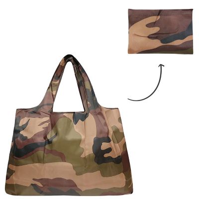 Wrapables Large Foldable Tote Nylon Reusable Grocery Bag, Camo Image 2