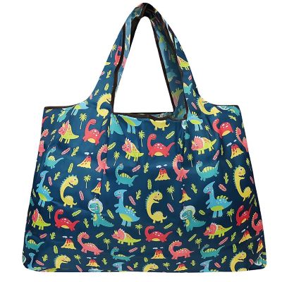 Wrapables Large Foldable Tote Nylon Reusable Grocery Bag, Dinosaurs Image 1