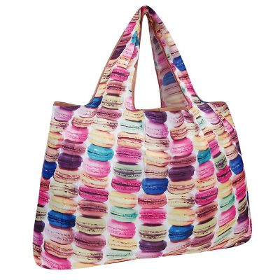 Wrapables Large Foldable Tote Nylon Reusable Grocery Bag, Macarons Image 1