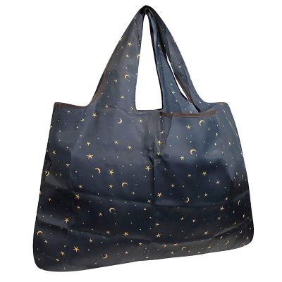 Wrapables Large Foldable Tote Nylon Reusable Grocery Bag, Moon & Stars Image 1