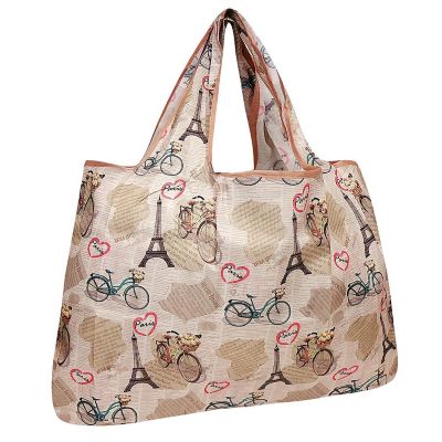 Wrapables Large Foldable Tote Nylon Reusable Grocery Bag, Paris Image 1