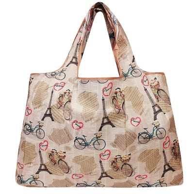 Wrapables Large Foldable Tote Nylon Reusable Grocery Bag, Paris Image 1